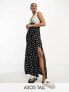 Фото #1 товара ASOS DESIGN Tall linen v neck maxi slip sundress in mix and match mono spot