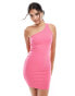 Фото #3 товара New Look one shoulder jersey mini dress in pink