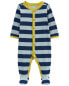Baby Striped Snap-Up Cotton Blend Sleep & Play Pajamas 6M