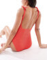 & Other Stories crinkle swimsuit with knot detail in red