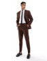 Фото #2 товара ASOS DESIGN super skinny with linen suit trouser in brown