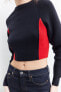 Colour block knit cropped sweater