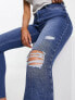 New Look ripped straight leg jeans in dark blue