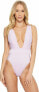 Фото #1 товара Womens Bikini Lab Ribthym Nation Plunge One Piece Swimsuit Sz. L 149176