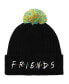 Men's Logo plain black Pom knitted Cuffed Winter Beanie