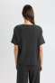 Kadın T-shirt Siyah C3843ax/bk81