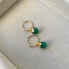 Round gold-plated earrings with green agate 2in1