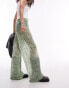 Topshop ditsy floral sheer crinkle trouser in green