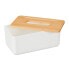 Фото #12 товара Хранение вещей Relaxdays белая коробка для салфеток с бамбуковой крышкой