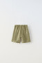 Faded-effect linen blend bermuda shorts