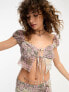 Фото #1 товара Reclaimed Vintage ruffle crop top in pink tile print co ord