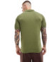 River Island textured knitted polo in green