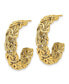 ფოტო #2 პროდუქტის 18k Yellow Gold Polished and Textured Byzantine C-Hoop Earrings