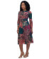 ფოტო #3 პროდუქტის Petite Printed Ruched-Waist Midi Dress