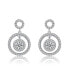 Sterling Silver White Gold Plated Clear Round Cubic Zirconia Three Halo Drop Earrings