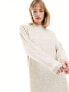 Monki long sleeve oversized midi knitted dress in off white