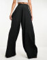 ASOS DESIGN seamed waist wide leg trouser in black stripe