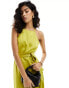 Style Cheat halterneck cami midi dress with tie waist lime