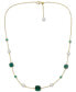 ფოტო #1 პროდუქტის EFFY® Freshwater Pearl (4-1/2mm), Malachite, & Emerald (1/2 ct. t.w.) 17" Collar Necklace in 14k Gold