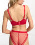 Фото #6 товара Tutti Rouge Carina sheer mesh high waist brazilian brief with ruched back detail in red