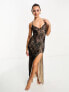 Фото #7 товара ASOS DESIGN lace sheer maxi dress with high split in black