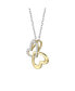 14k Yellow Gold Plated with Cubic Zirconia Double Heart Butterfly Pendant Necklace in Sterling Silver