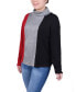 ფოტო #3 პროდუქტის Petite Long Sleeve Colorblocked Top