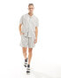 South Beach linen blend beach shirt in white with black stripe