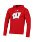 Men's Red Wisconsin Badgers School Logo Raglan Long Sleeve Hoodie Performance T-shirt