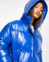 ASOS DESIGN high shine puffer jacket in blue