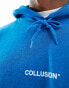 Collusion – Kapuzenpullover in Blau mit mittigem Logo