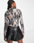 Фото #4 товара The Ragged Priest print mesh collared shirt co-ord in multi