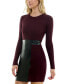 ფოტო #3 პროდუქტის Juniors' Bodycon Faux-Leather Long-Sleeve Sweater Dress