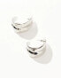 DesignB London wave chunky hoop earrings in silver