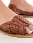 Фото #9 товара ASOS DESIGN Francis leather woven flat sandals in tan