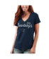 Фото #1 товара Women's Navy Distressed Dallas Cowboys Post Season V-Neck T-shirt