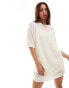 Фото #2 товара ASOS DESIGN crochet t-shirt mini dress in cream