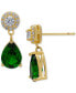 Фото #3 товара Green Quartz & Lab-Grown White Sapphire Drop Earrings in 14k Gold-Plated Sterling Silver