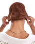 ASOS DESIGN knitted bucket hat in brown