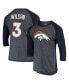 Фото #4 товара Men's Threads Russell Wilson Navy Denver Broncos Name and Number Team Colorway Tri-Blend 3/4 Raglan Sleeve Player T-shirt