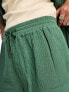 Фото #3 товара Kickers baggy fit green muslin shorts with tie waist and embroidered logo co-ord