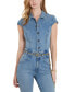 Фото #3 товара Nova Denim Cap-Sleeve Skinny-Leg Jumpsuit