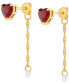 ფოტო #3 პროდუქტის Cubic Zirconia Red Heart & Dangle Front to Back Drop Earrings in 18k Gold-Plated Sterling Silver, Created for Macy's