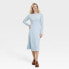 Фото #1 товара Women's Long Sleeve Midi Ribbed Sweater Dress - A New Day Blue L