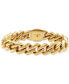 ფოტო #3 პროდუქტის Men's Cubic Zirconia-Accented Curb Link Chain Bracelet in Gold-Tone Ion-Plated Stainless Steel