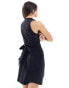 ASOS DESIGN sleeveless plunge mini dress with self belt in black Черный, 38 - фото #2