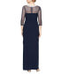 Фото #2 товара Women's Embellished-Neck Side-Ruched Illusion Dress