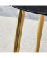 Фото #5 товара Modern Minimalist 40" Circular Dining Table, Faux Black Marble, Gold Legs