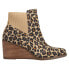 TOMS Sadie LeopardCheetah Round Toe Wedge Bootie Womens Brown Casual Boots 10016