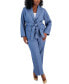 ფოტო #1 პროდუქტის Plus Size Belted Safari Jacket Pantsuit